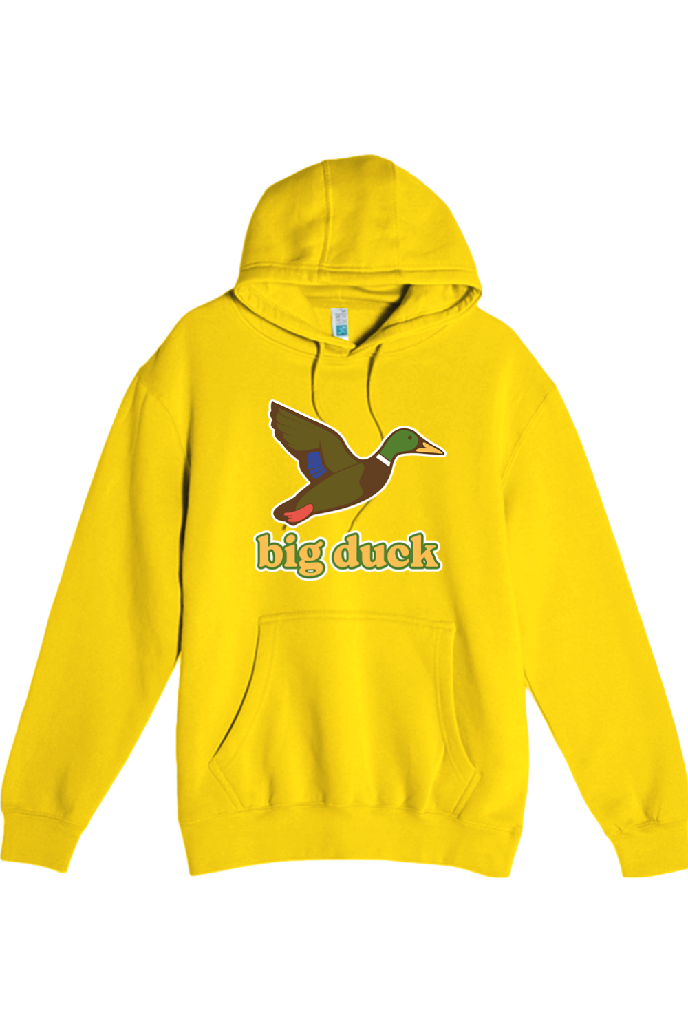 Big Duck In-Flight hoodie in Lemon with front Big Duck mallard logo