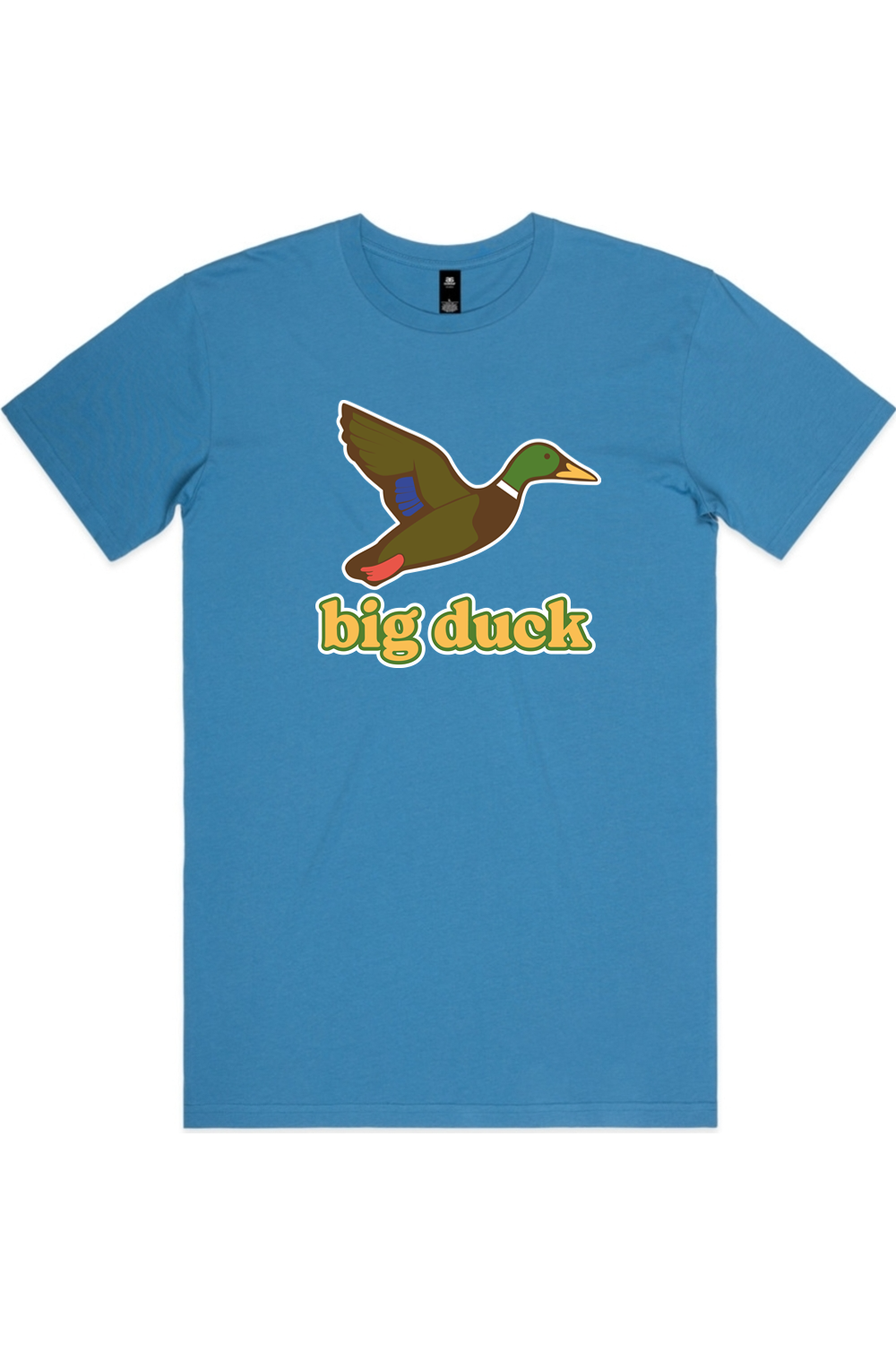 Blue Bayou tee in Hydro with front flying mallard Big Duck logo