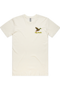 Egg Shell tee in Natural with left chest flying mallard Big Duck logo