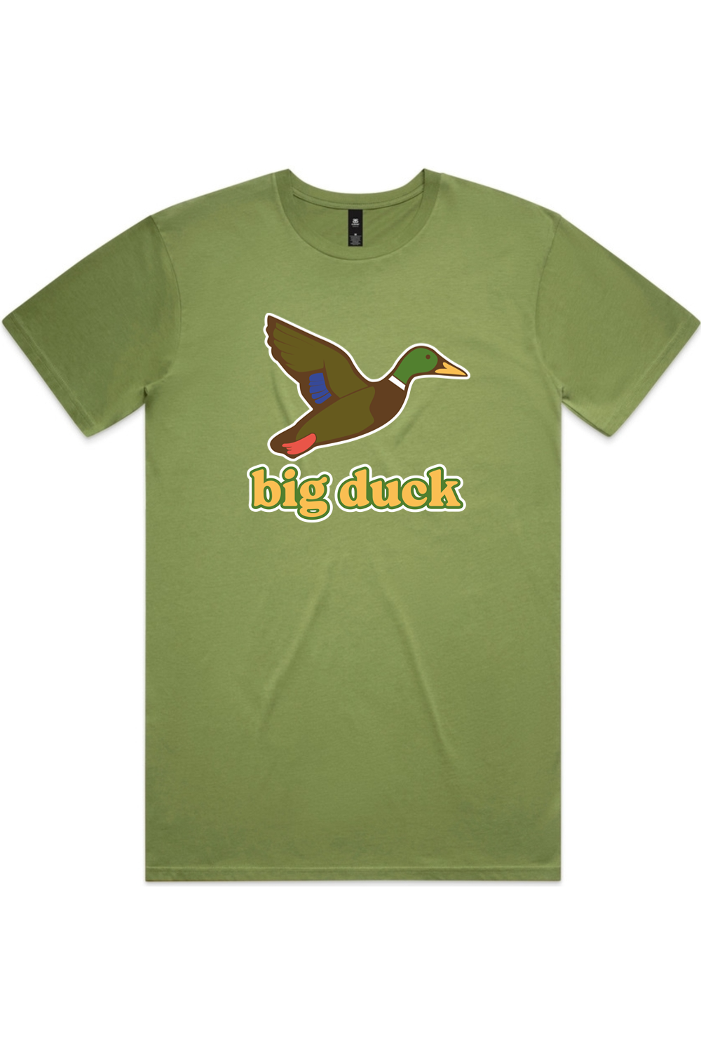 Kiwi tee with front flying mallard Big Duck logo
