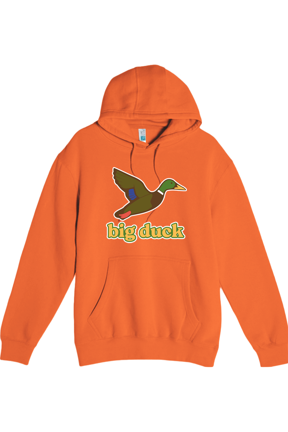 Big Duck In-Flight hoodie in Carrot with front Big Duck mallard logo