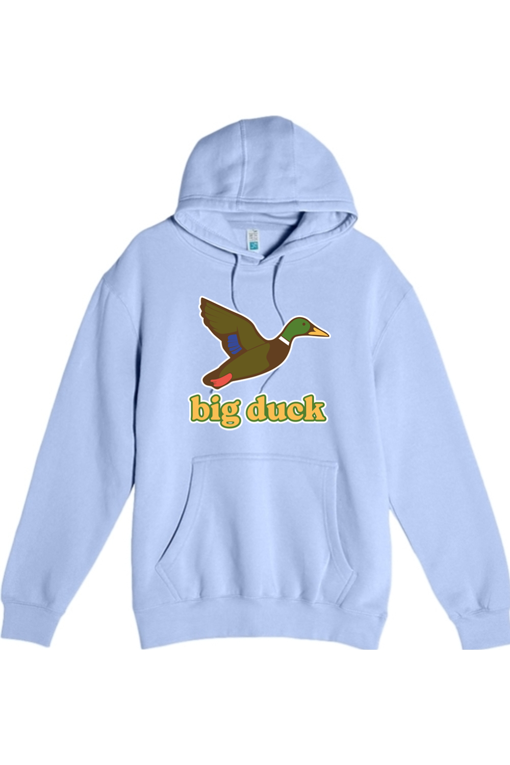 Big Duck In-Flight hoodie in Colony Blue with front Big Duck mallard logo