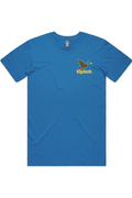 Arctic Blue tee with left chest flying mallard Big Duck logo
