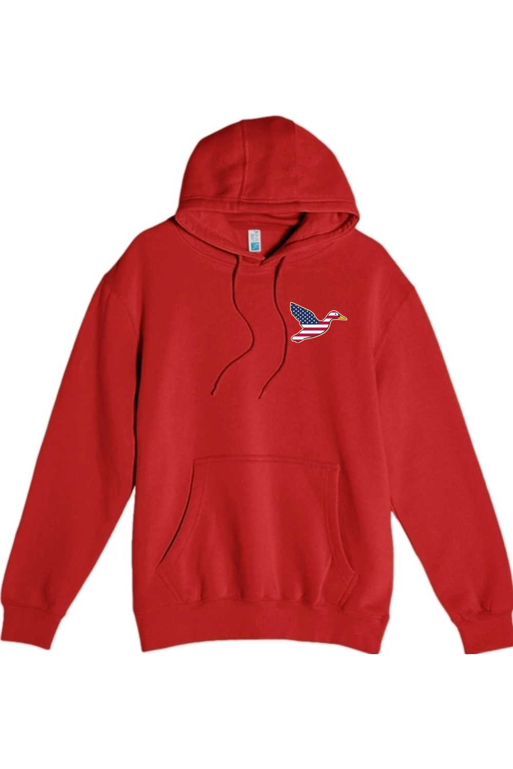 Big Duck Americana hoodie in Red with left chest Big Duck mallard logo