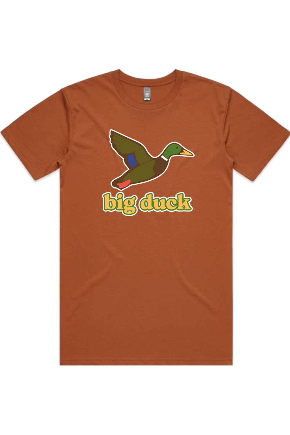 Copper Casing tee with front flying mallard Big Duck logo