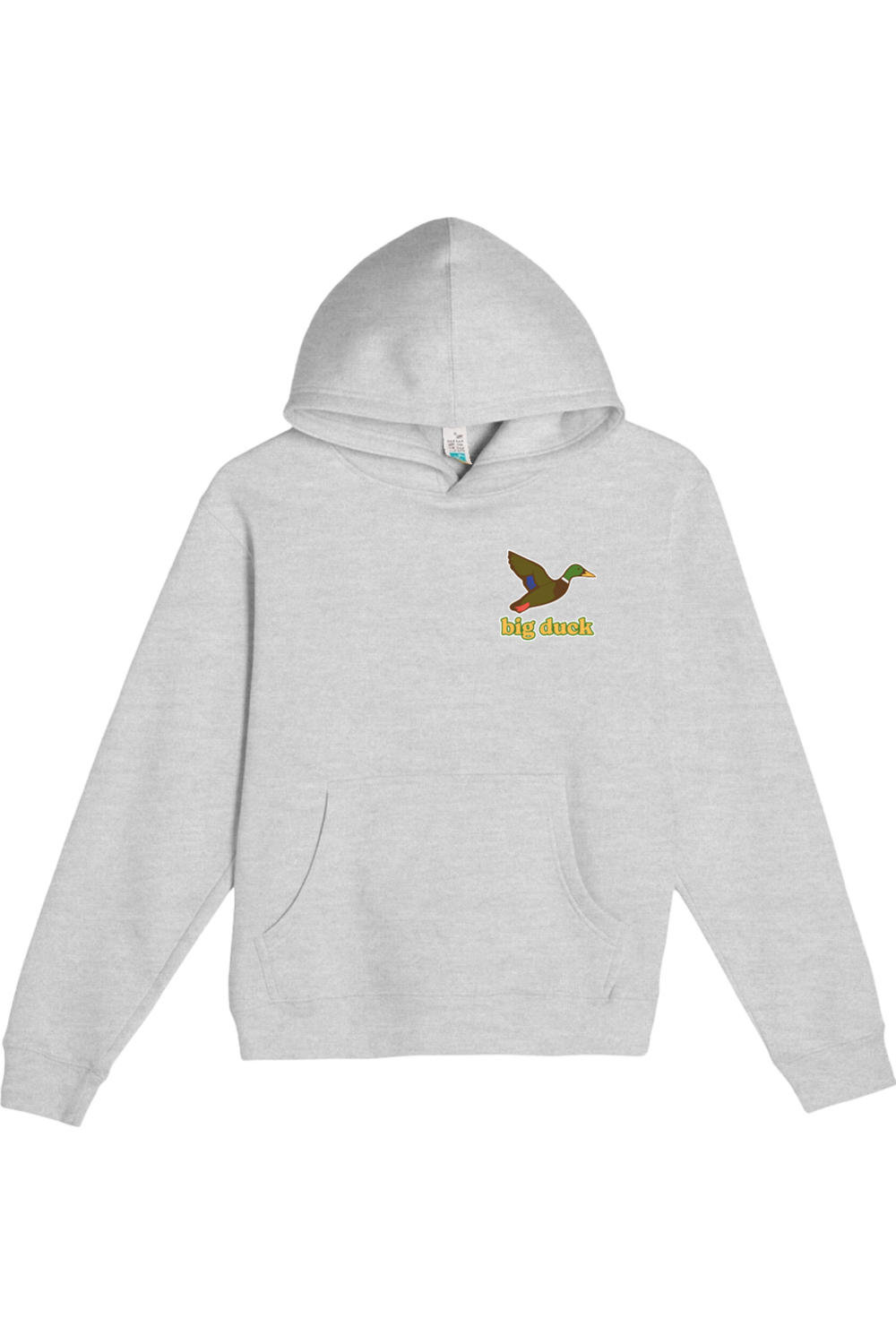 Big Duck In-Flight youth hoodie in Heather Grey with left chest Big Duck mallard logo