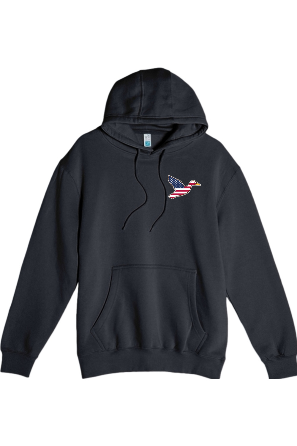 Big Duck Americana hoodie in Navy with left chest Big Duck mallard logo