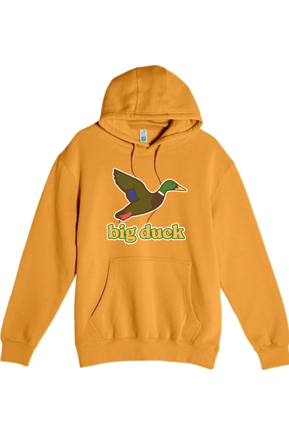 Big Duck In-Flight hoodie in Mustard with front Big Duck mallard logo