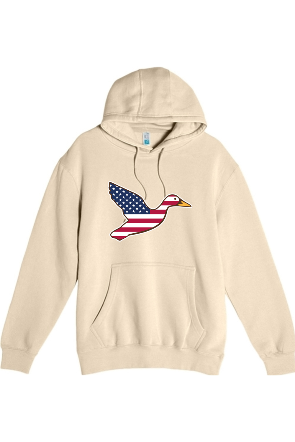 Big Duck Americana hoodie in Sandshell with front Big Duck mallard logo