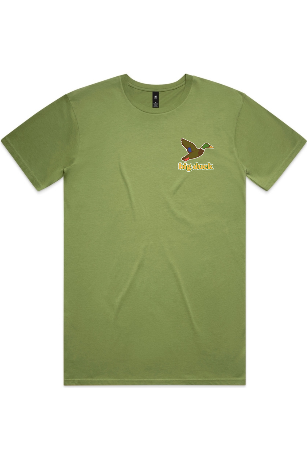 Kiwi tee with left chest flying mallard Big Duck logo