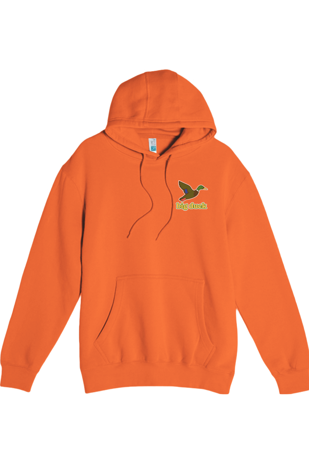 Big Duck In-Flight hoodie in Carrot with left chest Big Duck mallard logo