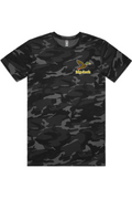 Stealth Mode tee in Black Camo with left chest flying mallard Big Duck logo