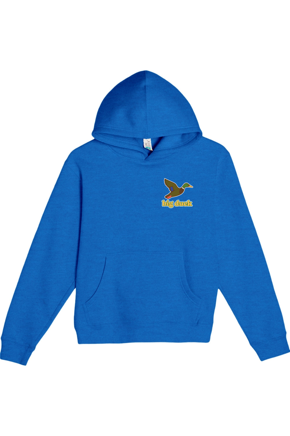 Big Duck In-Flight youth hoodie in True Royal with left chest Big Duck mallard logo