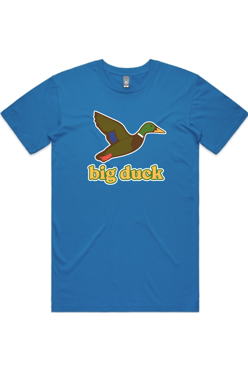 Arctic Blue tee with front flying mallard Big Duck logo