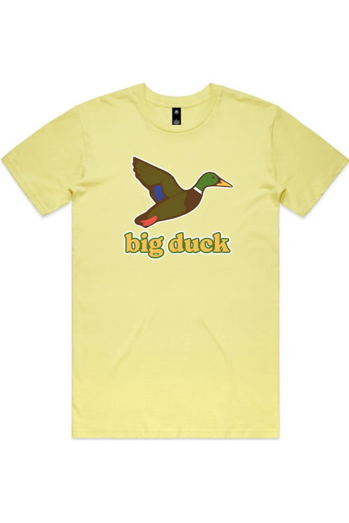 Lemonade Stand tee with front flying mallard Big Duck logo