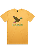 Jenny Sunshine tee in Sunset with front flying mallard Big Duck logo