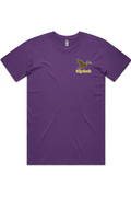 Purple Reign tee with left chest flying mallard Big Duck logo