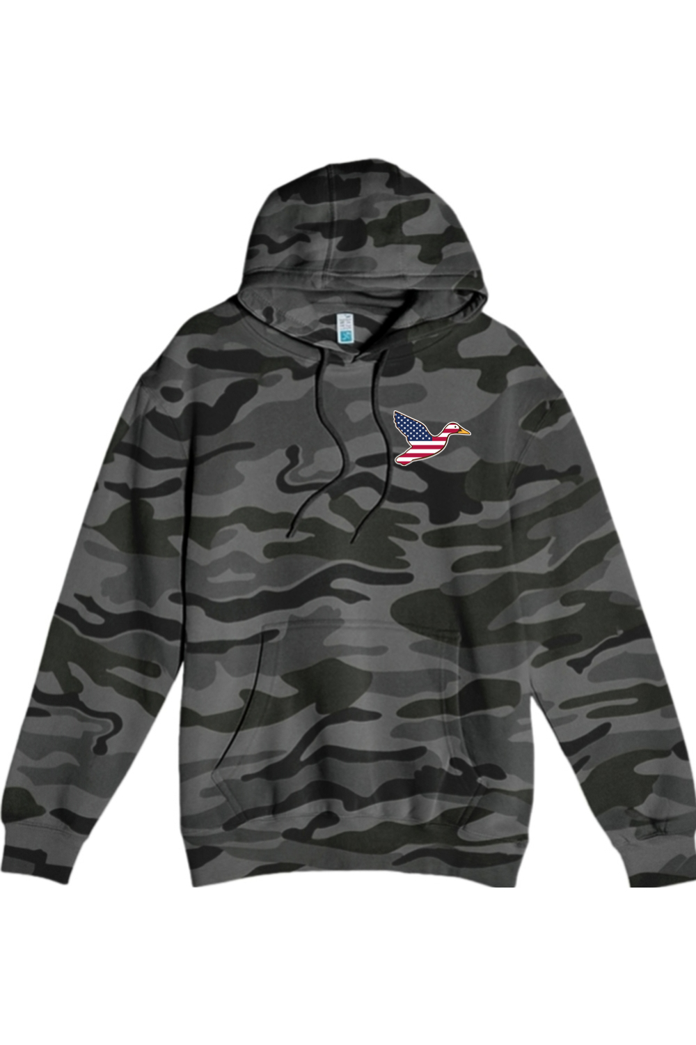 Big Duck Americana hoodie in Slate Camo with left chest Big Duck mallard logo