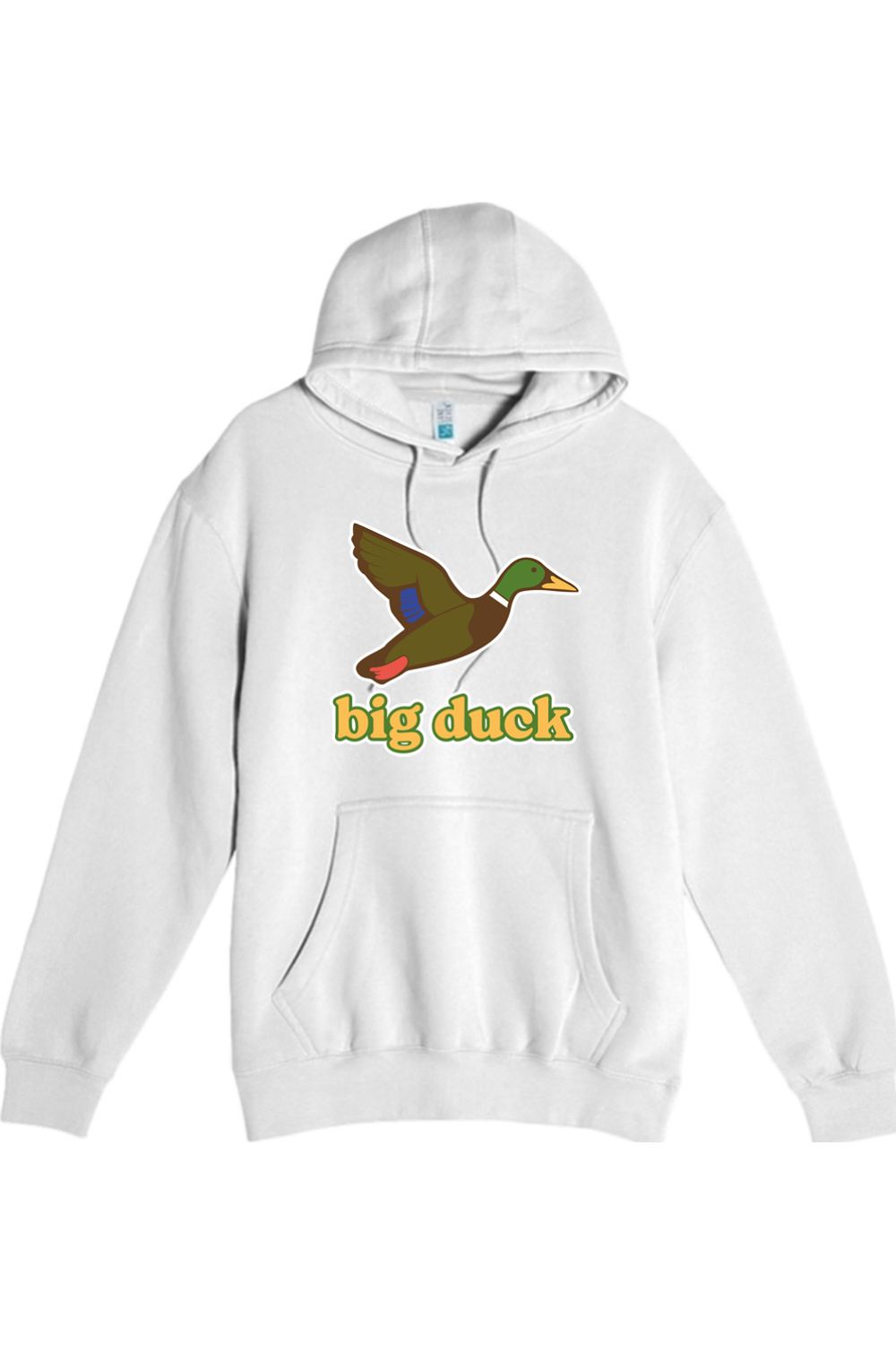 Big Duck In-Flight hoodie in White with front Big Duck mallard logo