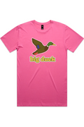 Fightin' Pink tee in Charity Pink with front flying mallard Big Duck logo