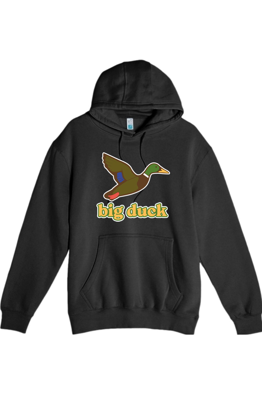 Big Duck In-Flight hoodie in Black with front Big Duck mallard logo