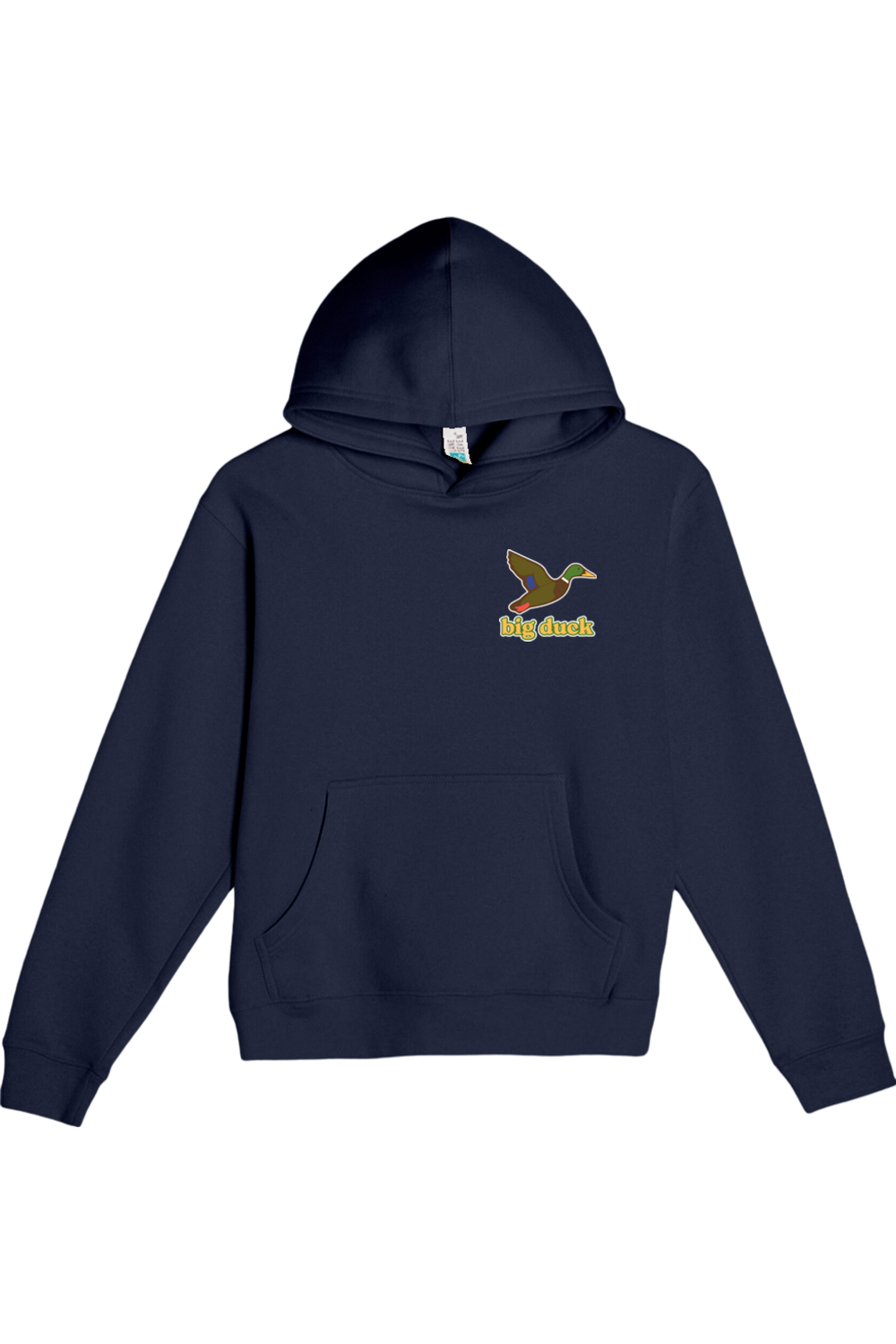 Big Duck In-Flight youth hoodie in Navy with left chest Big Duck mallard logo
