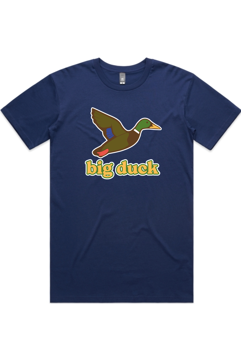 Stormfront tee in Cobalt with front flying mallard Big Duck logo