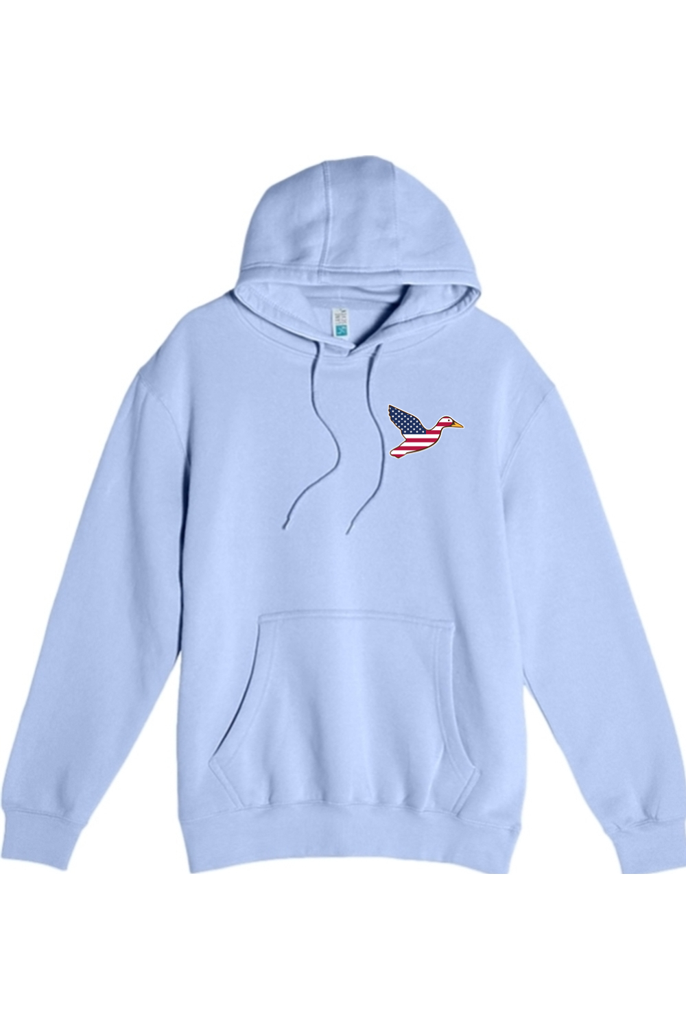 Big Duck Americana hoodie in Colony Blue with left chest Big Duck mallard logo
