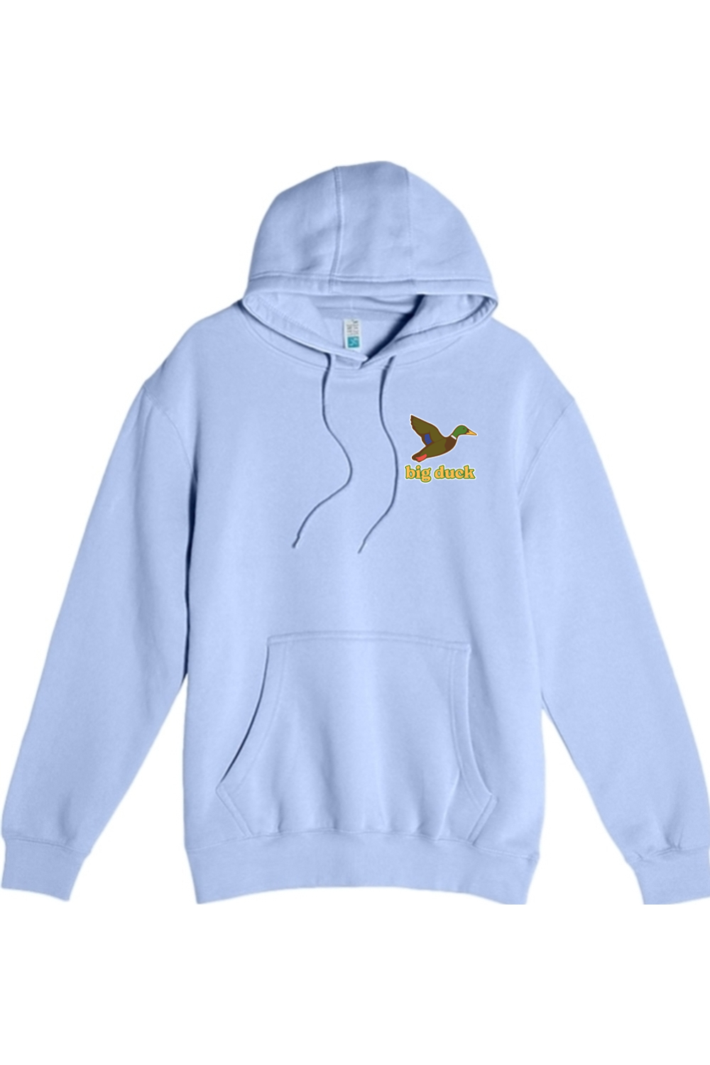 Big Duck In-Flight hoodie in Colony Blue with left chest Big Duck mallard logo