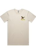 Bone-a-fide tee with left chest flying mallard Big Duck logo