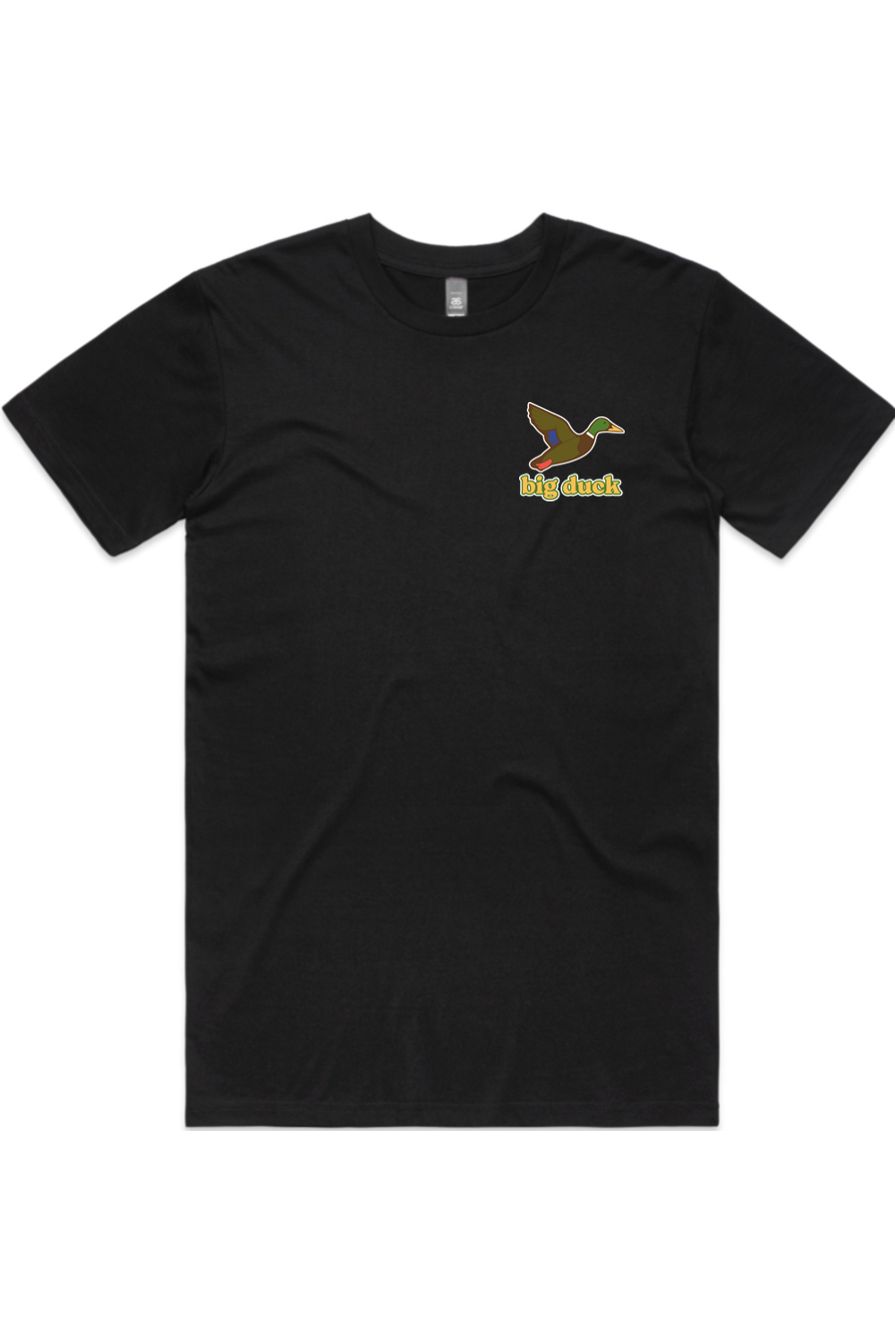 Moonwalker tee in Black with left chest flying mallard Big Duck logo