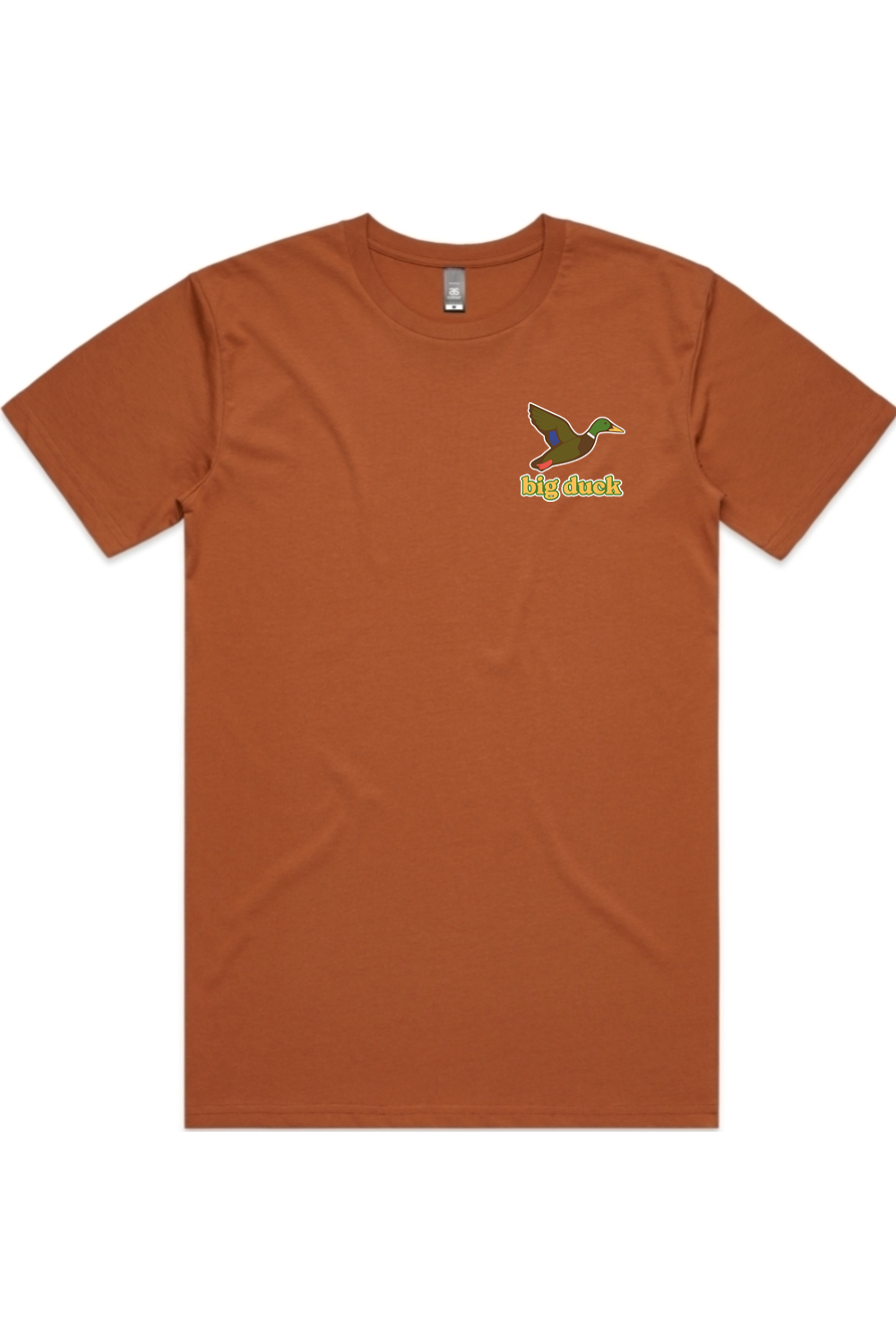 Copper Casing tee with left chest flying mallard Big Duck logo