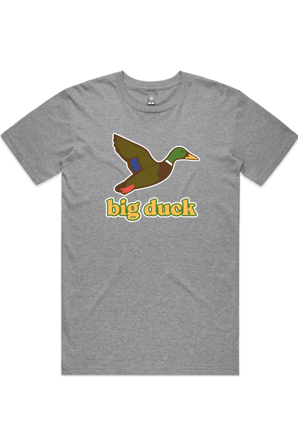 Athletic Grey tee in Athletic Heather with front flying mallard Big Duck logo