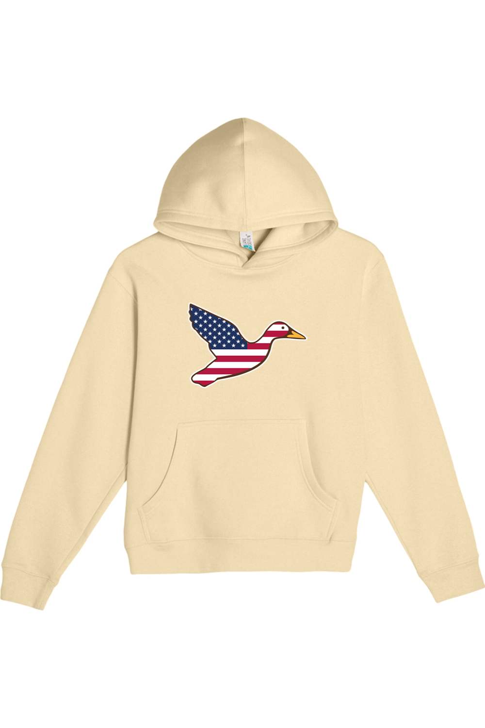 Big Duck Americana youth hoodie in Pina Colada with front Big Duck mallard logo