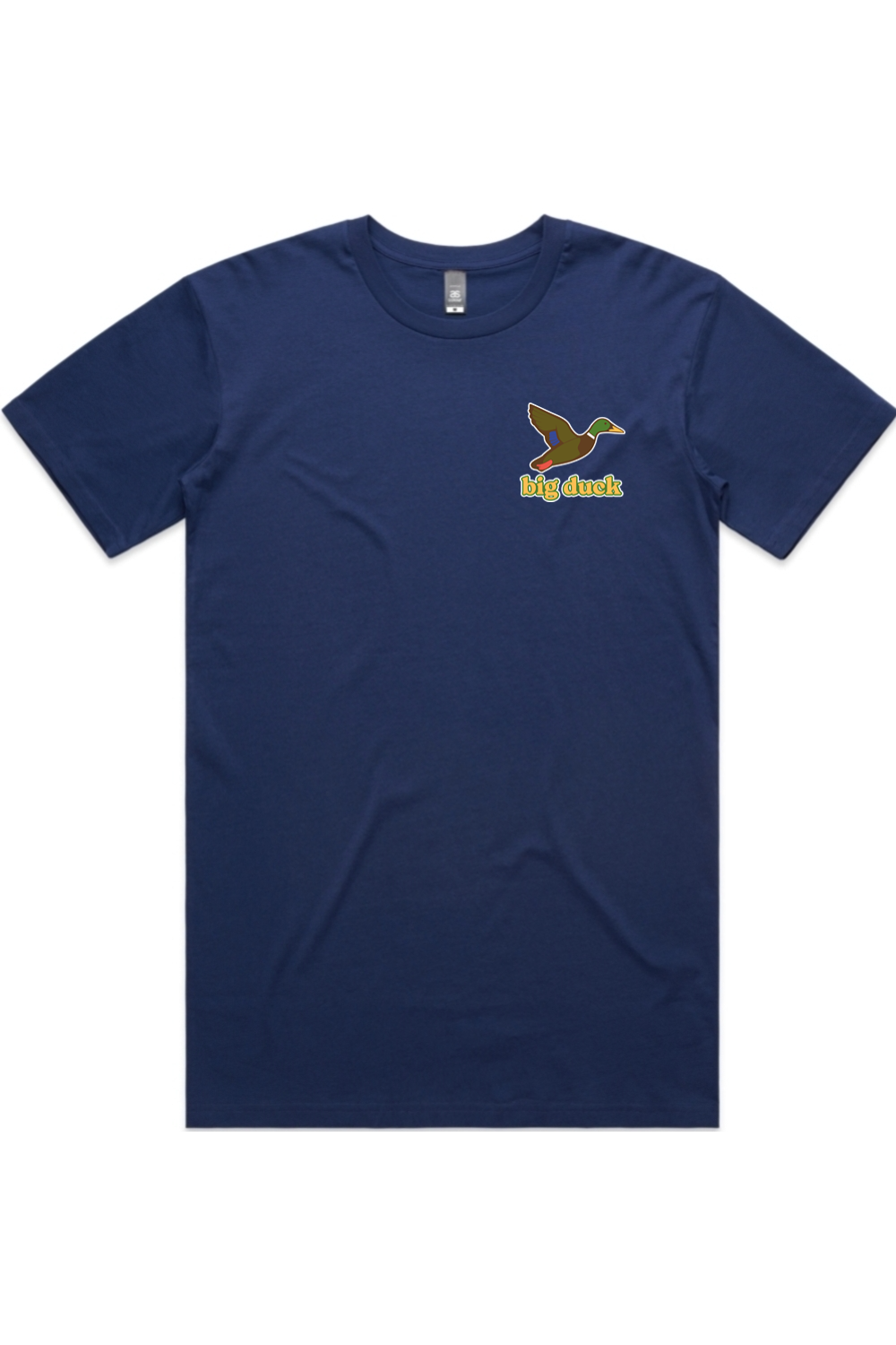 Stormfront tee in Cobalt with left chest flying mallard Big Duck logo