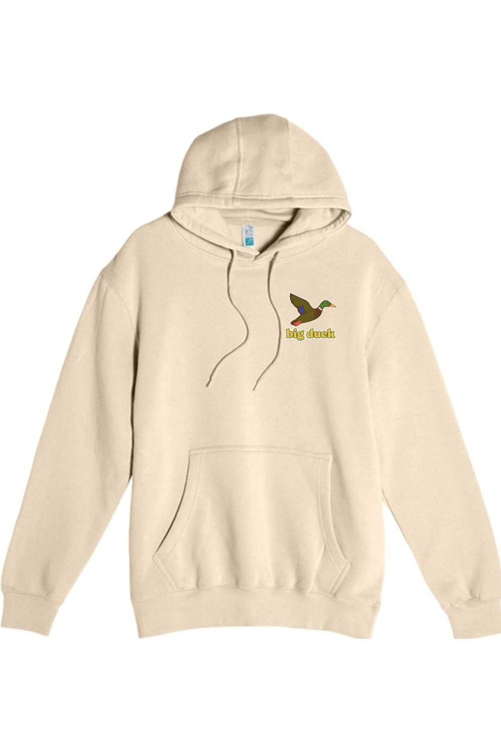 Big Duck In-Flight hoodie in Sandshell with left chest Big Duck mallard logo