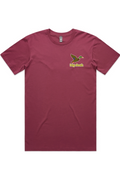 Blueberry Hill tee with left chest flying mallard Big Duck logo