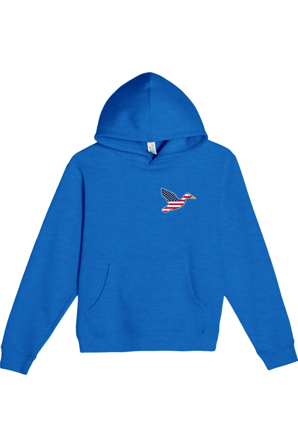 Big Duck Americana youth hoodie in True Royal with left chest Big Duck mallard logo