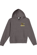 Big Duck In-Flight youth hoodie in Charcoal Heather with left chest Big Duck mallard logo