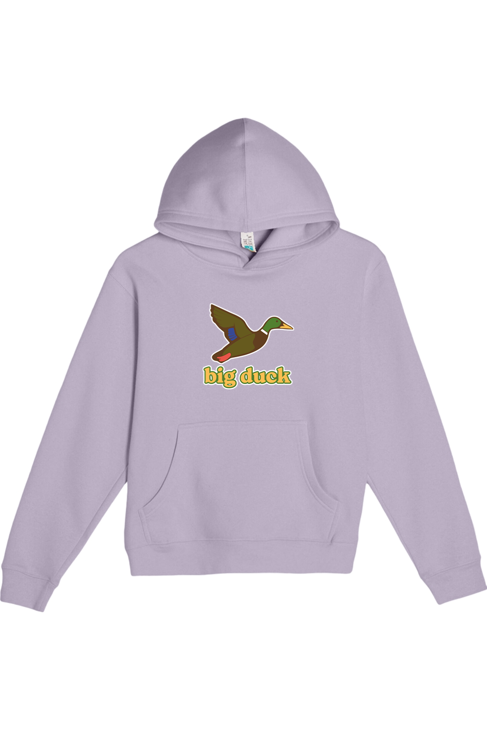 Big Duck In-Flight youth hoodie in Lilac with front Big Duck mallard logo