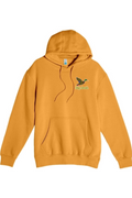 Big Duck In-Flight hoodie in Mustard with left chest Big Duck mallard logo