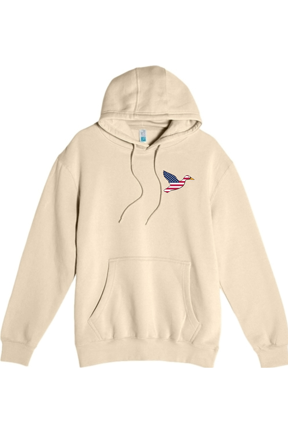Big Duck Americana hoodie in Sandshell with left chest Big Duck mallard logo