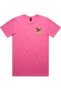 Fightin' Pink tee in Charity Pink with left chest flying mallard Big Duck logo