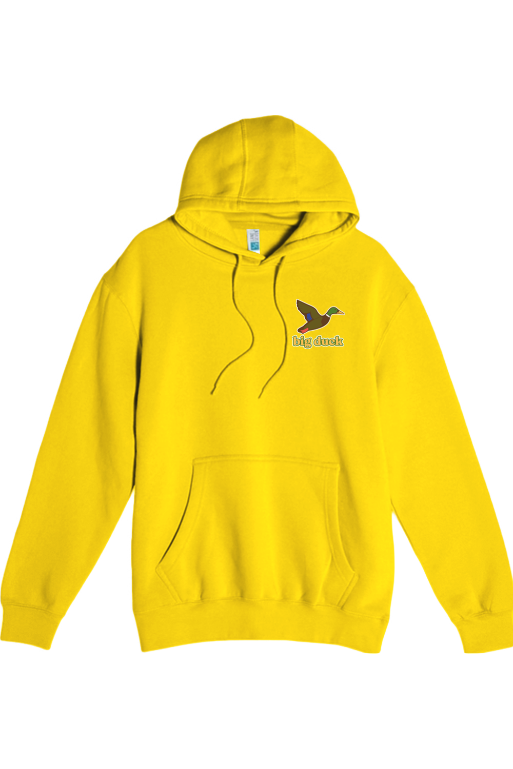 Big Duck In-Flight hoodie in Lemon with left chest Big Duck mallard logo