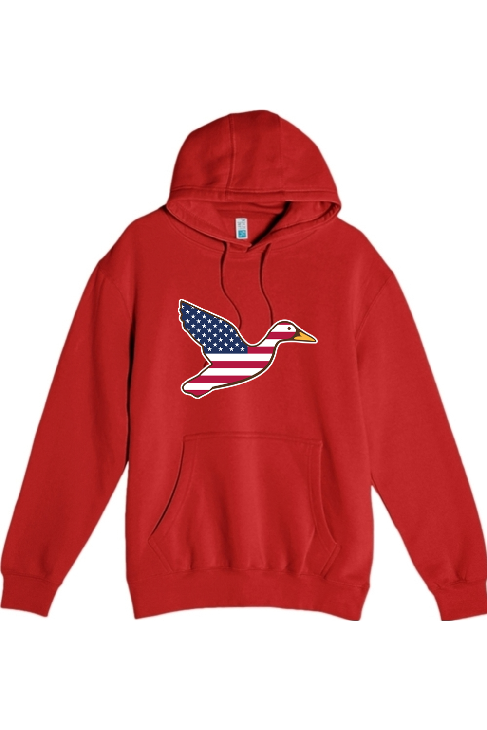 Big Duck Americana hoodie in Red with front Big Duck mallard logo