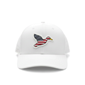 Big Duck Americana White cap with raised PVC Big Duck logo, front view
