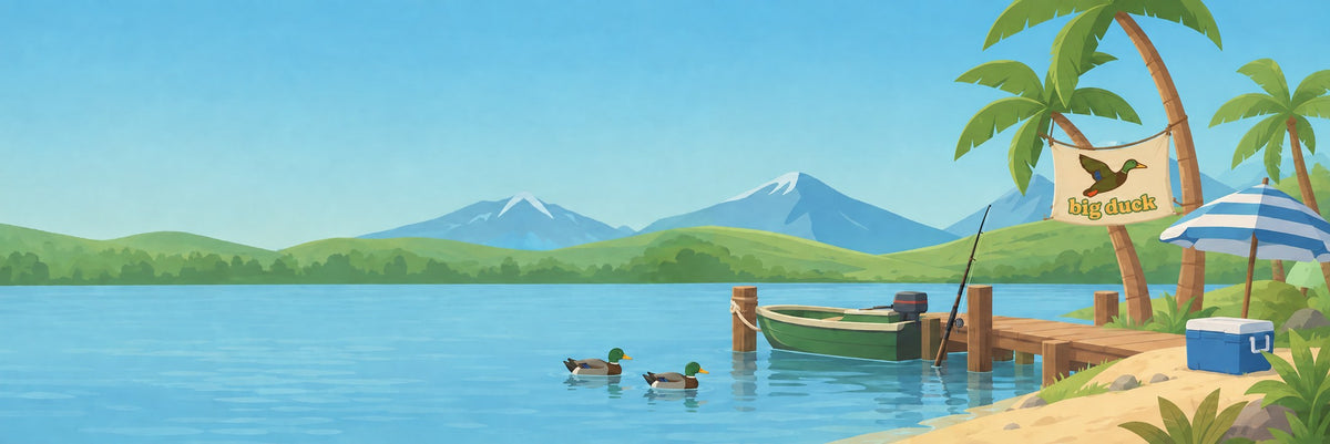 T-Shirts: summer lake dock with fishing boat